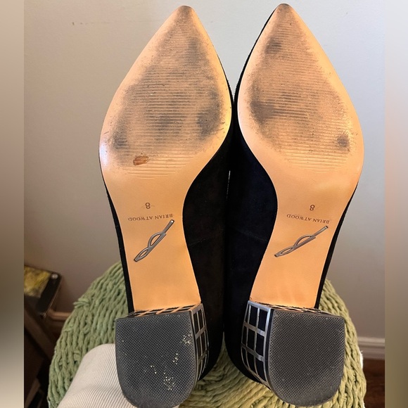 Brian Atwood Velvet Black Block heeled Shoes - Size 8 - Picture 7 of 11